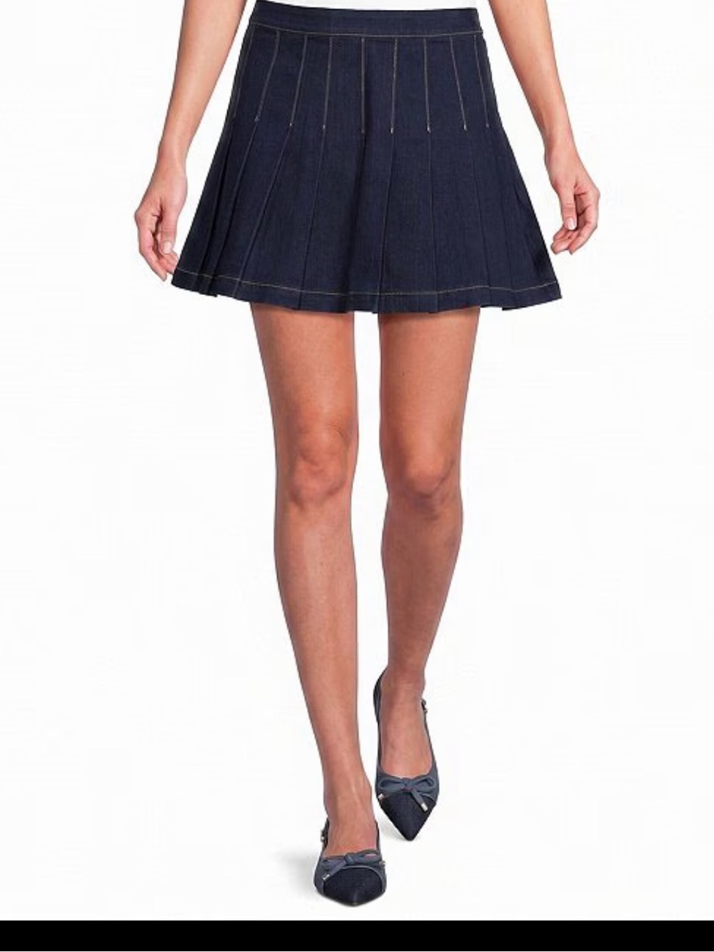 NWT Jayci Pleated Dark Blue Denim Mini Skirt